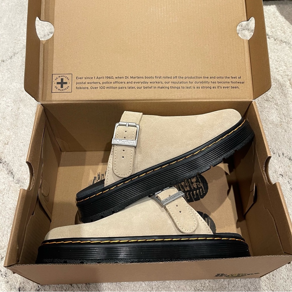 Dr. Martens Light Tan Suede Brookline Mule